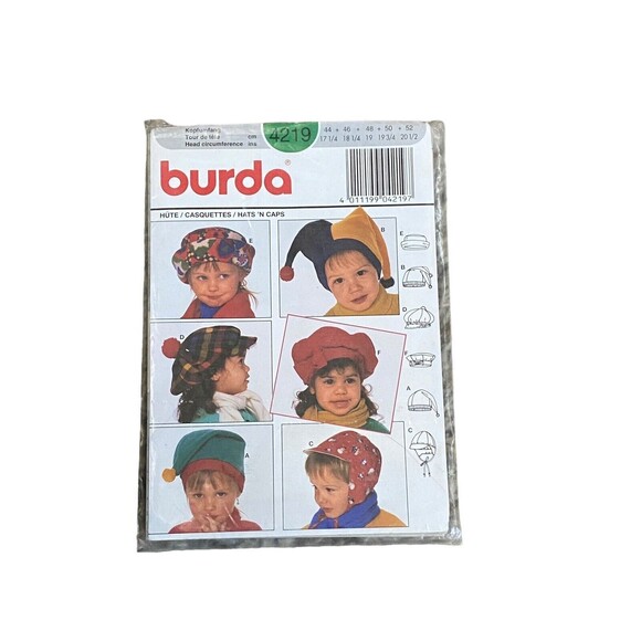 Burda Other - Burda 4219 Children Kids Hats N Caps Sewing Pattern